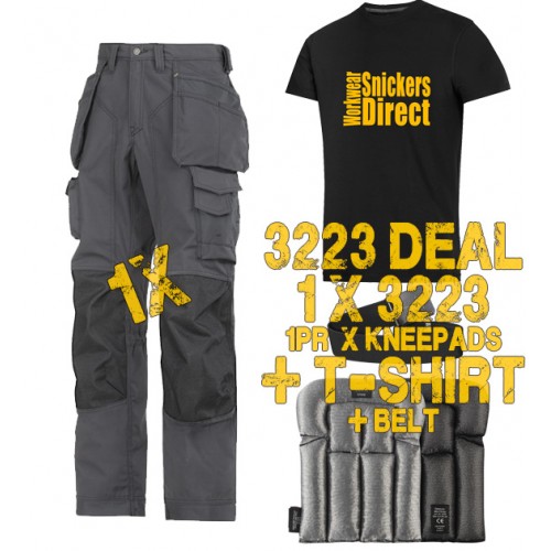 SNICKERS 3223 FLOOR LAYERS TROUSERS HOLSTER POCKETS CORDURA RIP STOP WORK PANTS 